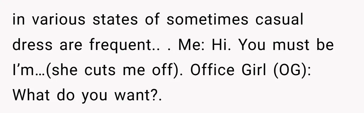 How an Office Manager Fired Herself in Only Two Weeks in various states of sometimes casual dress are frequent.. . Me: Hi. You must be I’m…(she cuts me off). Office Girl (OG): What do you want?.
