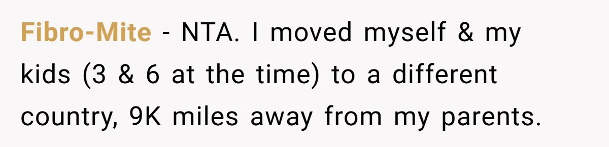Fibro-Mite − NTA. I moved myself & my kids (3 & 6 at the time) to a different country, 9K miles away from my parents.