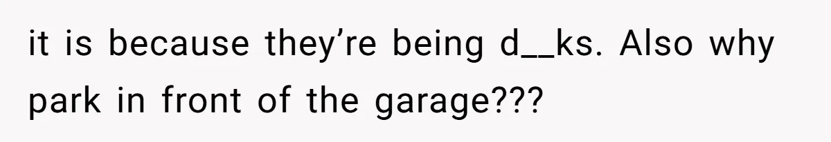 Man Calls Tow Truck On Car Blocking His Garage, Neighbor Shows Up Furious it is because they’re being d__ks. Also why park in front of the garage???
