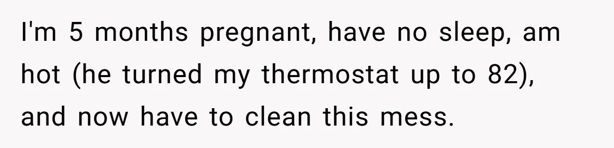 Autistic Brother Keeps Pregnant Sister Awake All Night, Family Says She Overreacted I'm 5 months pregnant, have no sleep, am hot (he turned my thermostat up to 82), and now have to clean this mess.