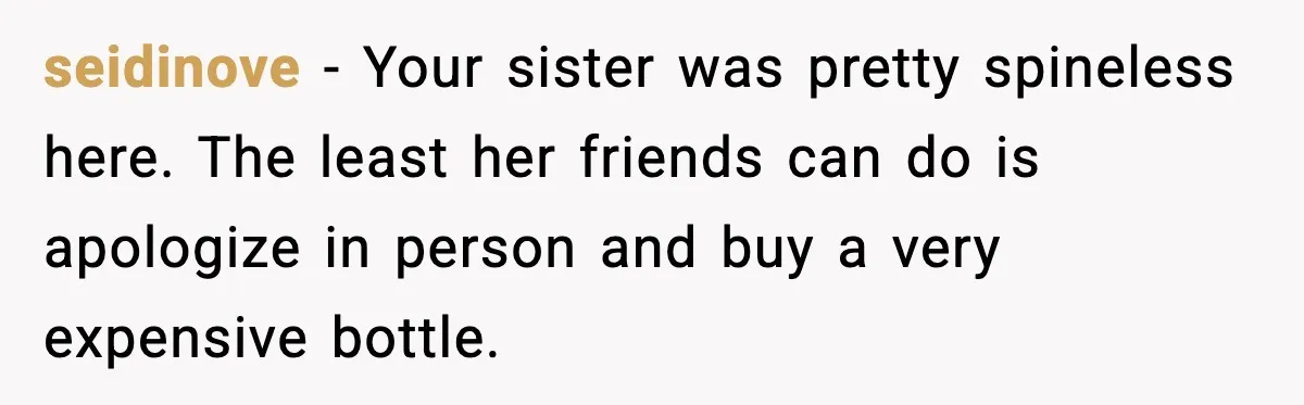 Paralympic Medalist Devastated After Sister’s Friends Drink Her Victory Champagne seidinove - Your sister was pretty spineless here. The least her friends can do is apologize in person and buy a very expensive bottle.