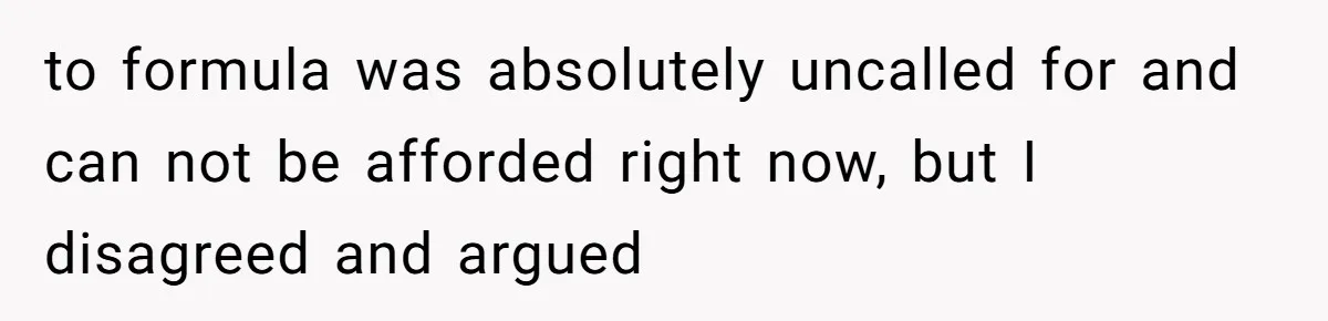 to formula was absolutely uncalled for and can not be afforded right now, but I disagreed and argued
