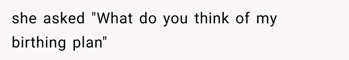 she asked "What do you think of my birthing plan"