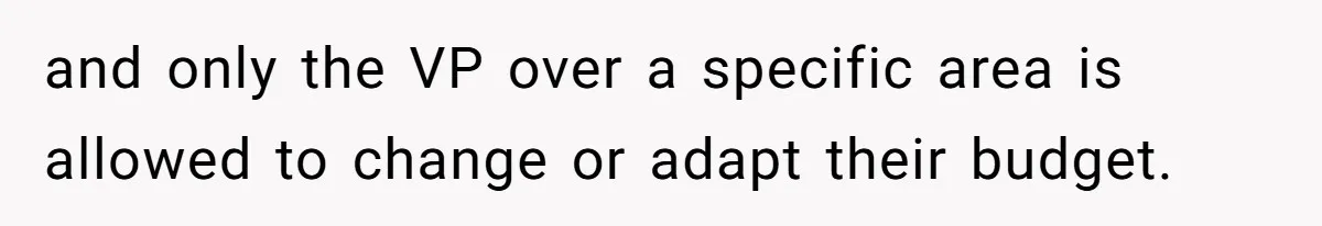 Boss Forbids Employee From Emailing Upper Management, So Her Own Rule Ends Up Exposing Her and only the VP over a specific area is allowed to change or adapt their budget.