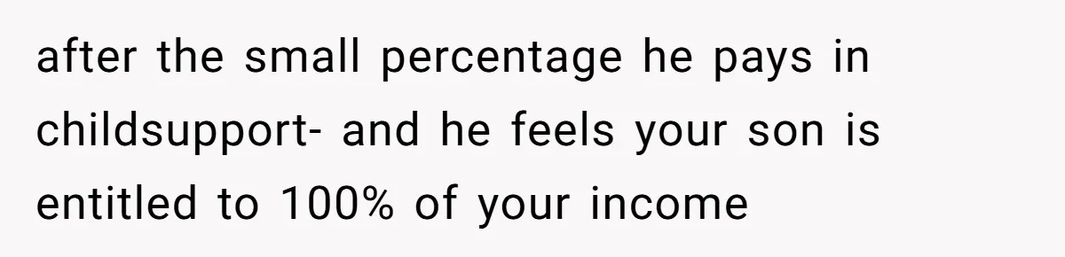 Teen And Dad Calculate Mom’s Child Support Income, She Fires Back With A Brutal Expense Receipt after the small percentage he pays in childsupport- and he feels your son is entitled to 100% of your income