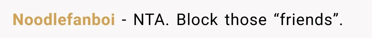 Noodlefanboi − NTA. Block those “friends”.