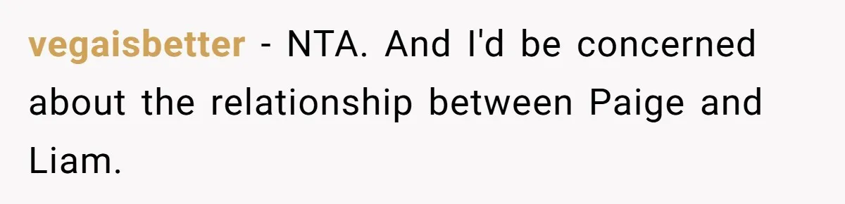 Why Saying "I Would Never Have Chosen Him" Caused a Major Brunch Meltdown vegaisbetter − NTA. And I'd be concerned about the relationship between Paige and Liam.