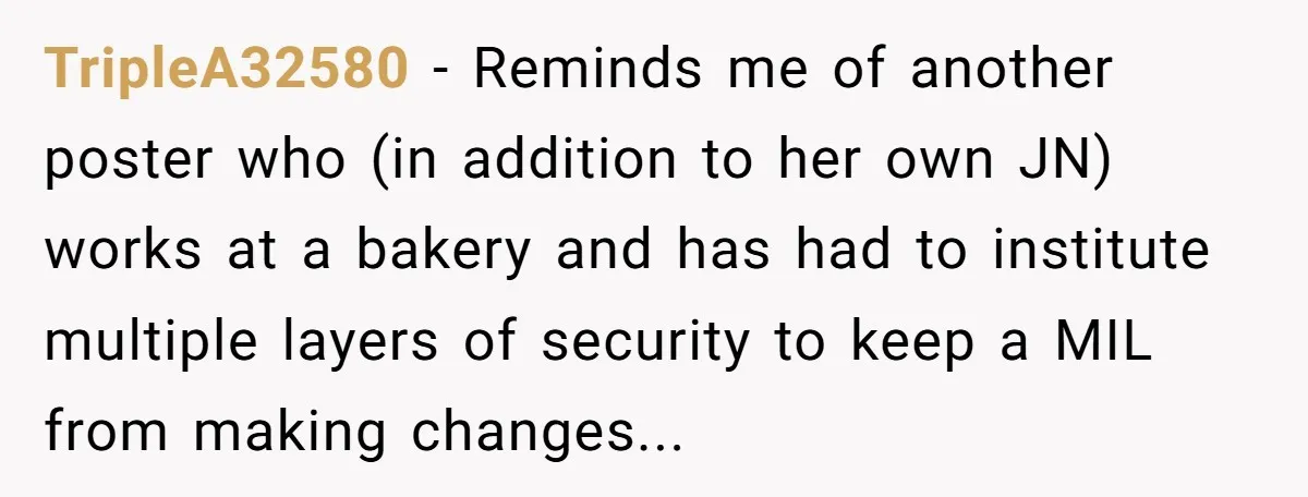 TripleA32580 − Reminds me of another poster who (in addition to her own JN) works at a bakery and has had to institute multiple layers of security to keep a...