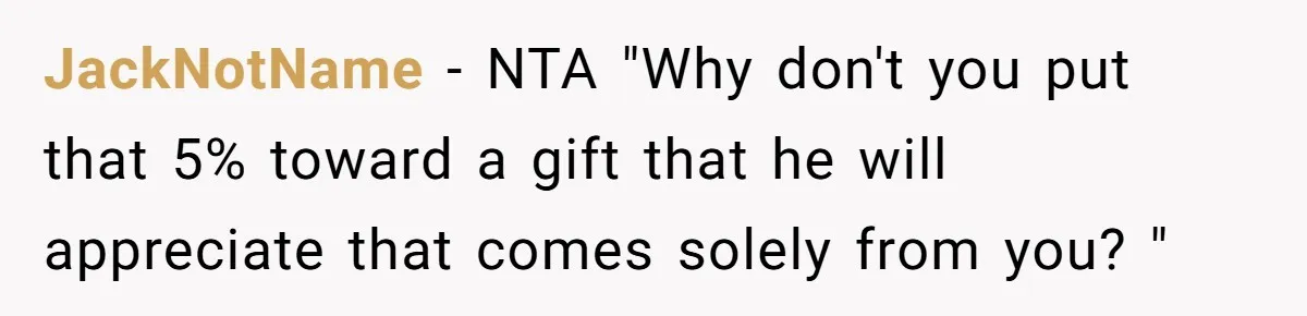 Stepmom Pays 70% For Car, Bio Mom Wants 5% Credit And A Joint Announcement JackNotName − NTA "Why don't you put that 5% toward a gift that he will appreciate that comes solely from you? "