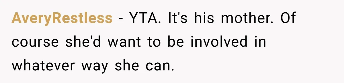 Stepmom Pays 70% For Car, Bio Mom Wants 5% Credit And A Joint Announcement AveryRestless − YTA. It's his mother. Of course she'd want to be involved in whatever way she can.