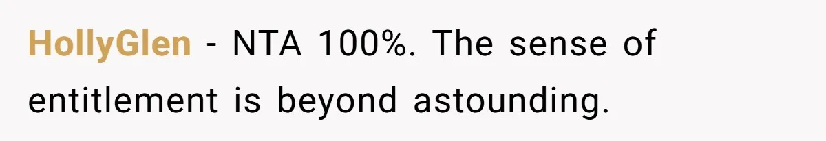 HollyGlen − NTA 100%. The sense of entitlement is beyond astounding.