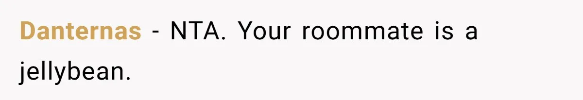Danternas − NTA. Your roommate is a jellybean.