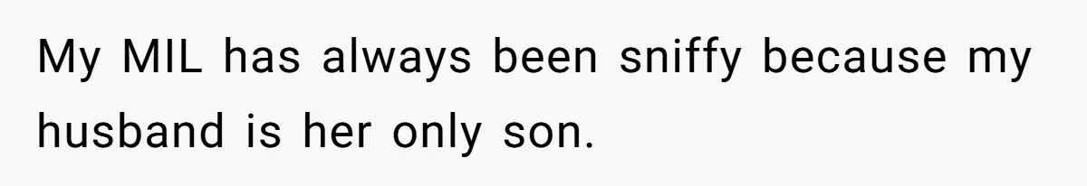 My MIL has always been sniffy because my husband is her only son.