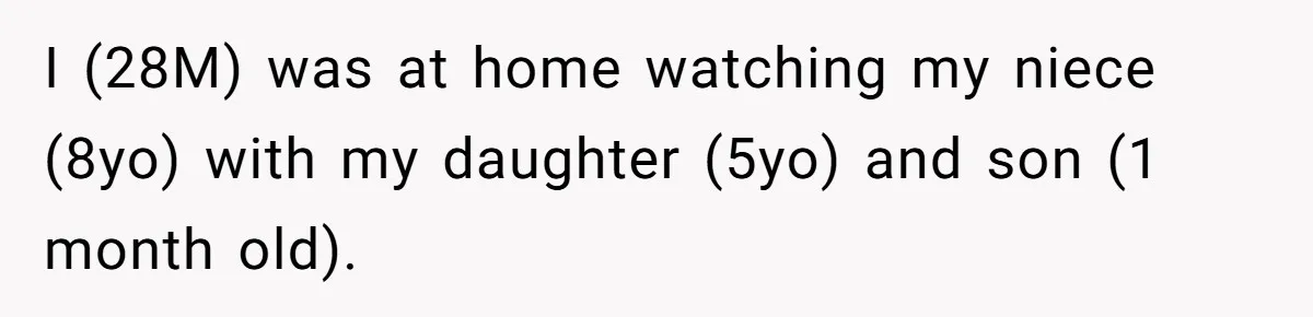 Sister-In-Law Refuses To Back Down After Scolding A Child, And Man Refuses To Host Her Gender Reveal I (28M) was at home watching my niece (8yo) with my daughter (5yo) and son (1 month old).
