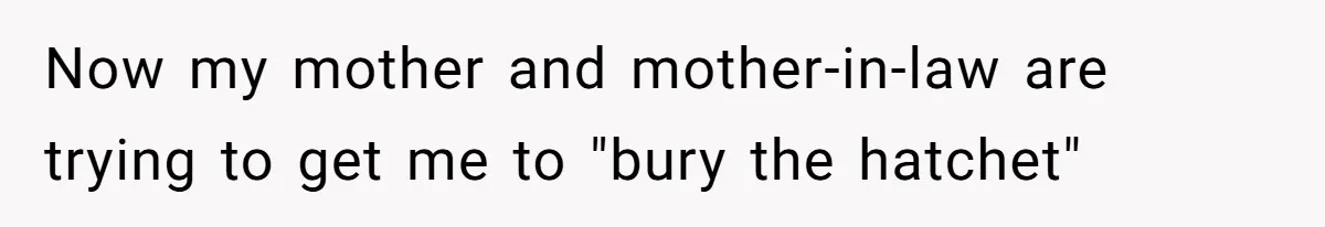 Sister-In-Law Refuses To Back Down After Scolding A Child, And Man Refuses To Host Her Gender Reveal Now my mother and mother-in-law are trying to get me to "bury the hatchet"