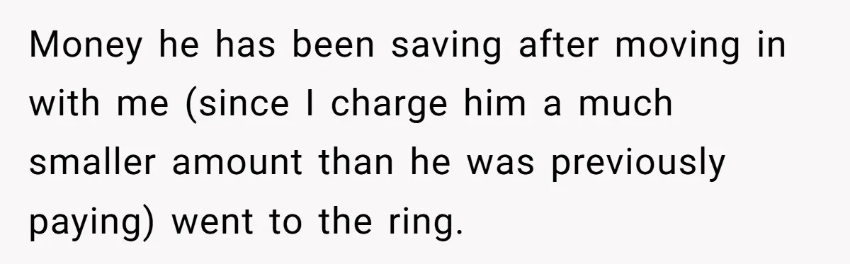 Money he has been saving after moving in with me (since I charge him a much smaller amount than he was previously paying) went to the ring.