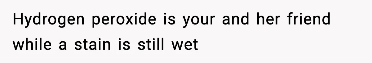 Hydrogen peroxide is your and her friend while a stain is still wet