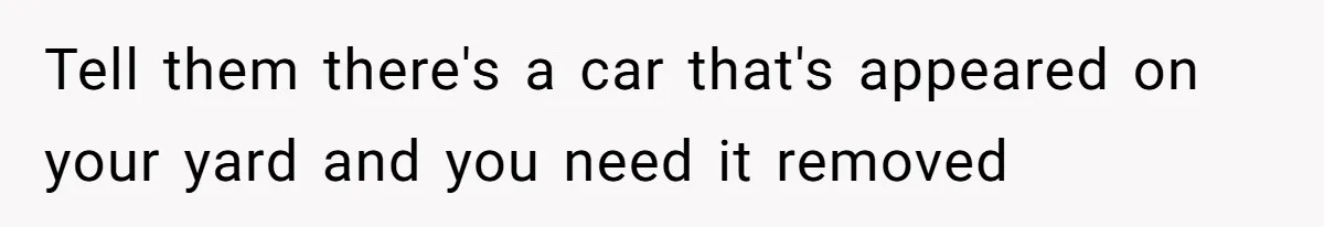 Tell them there's a car that's appeared on your yard and you need it removed
