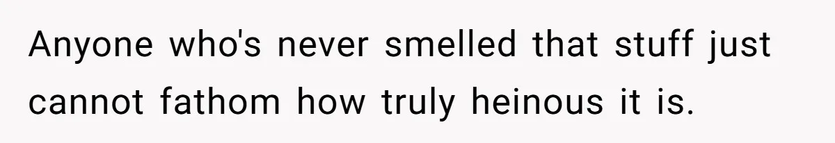 Anyone who's never smelled that stuff just cannot fathom how truly heinous it is.