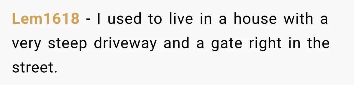 Lem1618 − I used to live in a house with a very steep driveway and a gate right in the street.
