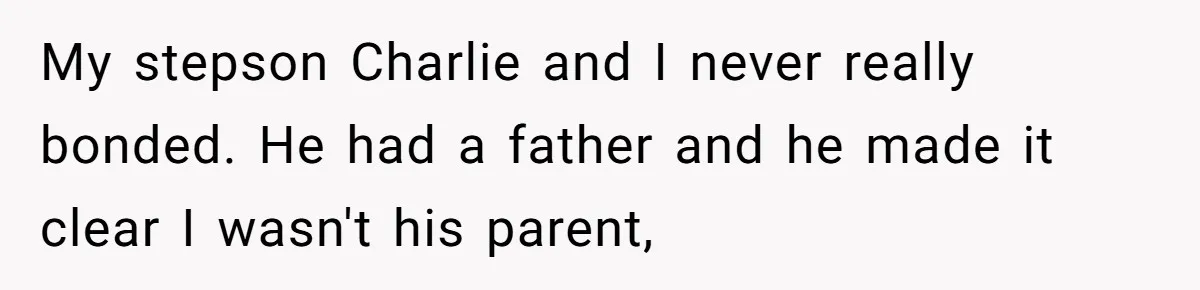 My stepson Charlie and I never really bonded. He had a father and he made it clear I wasn't his parent,