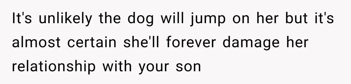Dad Won’t Break Son’s Heart By Rehoming Dog, Even As Pregnant Wife Calls Him Selfish It's unlikely the dog will jump on her but it's almost certain she'll forever damage her relationship with your son