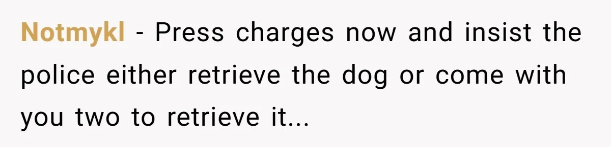 Mom-in-Law Leaves the House But Decides to "Pack" the Family Dog Notmykl − Press charges now and insist the police either retrieve the dog or come with you two to retrieve it...