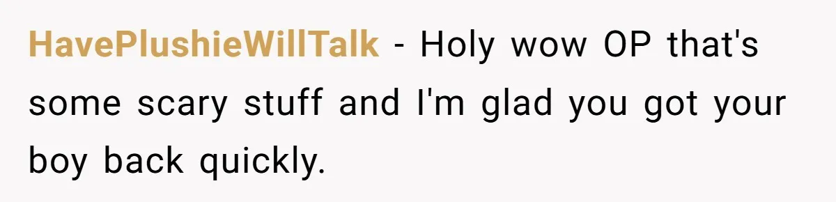 HavePlushieWillTalk − Holy wow OP that's some scary stuff and I'm glad you got your boy back quickly.