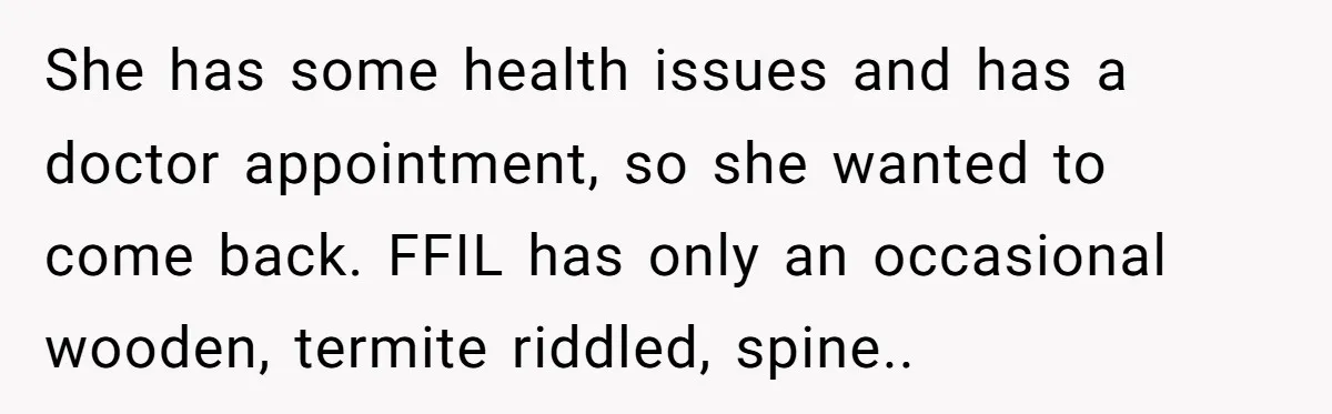 Why an Engagement Ended in a Shopping Center Parking Lot Over a Stolen Identity She has some health issues and has a doctor appointment, so she wanted to come back. FFIL has only an occasional wooden, termite riddled, spine..