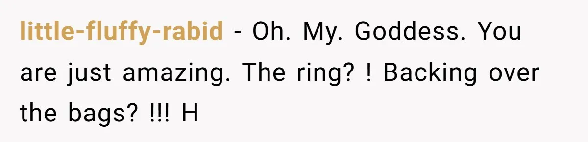 Why an Engagement Ended in a Shopping Center Parking Lot Over a Stolen Identity little-fluffy-rabid − Oh. My. Goddess. You are just amazing. The ring? ! Backing over the bags? !!! H