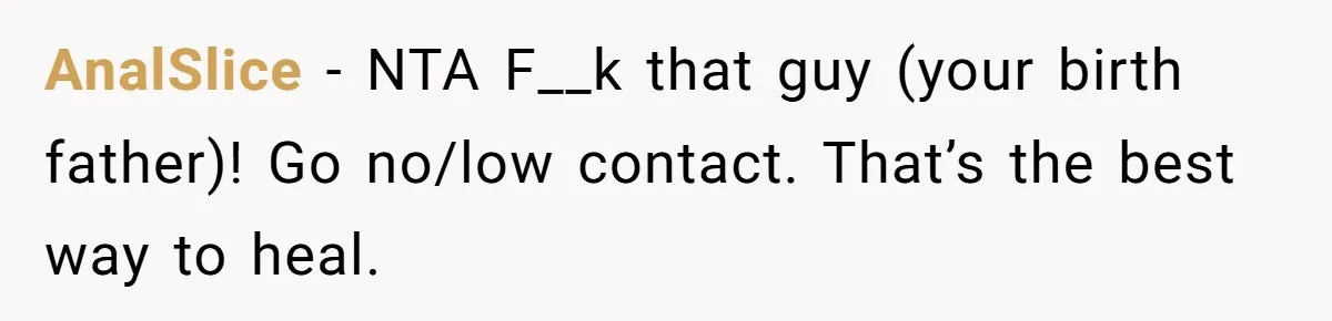 After 24 Years of Emotional Turmoil, a Daughter Found the Perfect Way to Decline Her Dad’s Conditional Love AnalSlice − NTA F__k that guy (your birth father)! Go no/low contact. That’s the best way to heal.