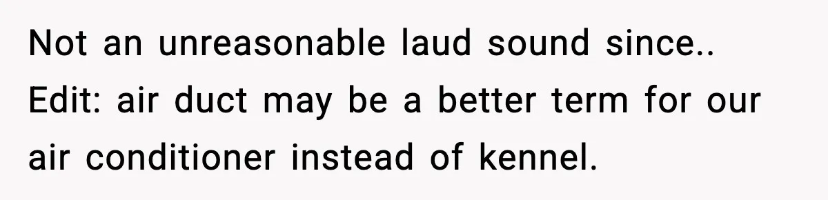 Noisy Neighbors Party Till 3 A.M., Parent Responds at 8 A.M. Not an unreasonable laud sound since.. Edit: air duct may be a better term for our air conditioner instead of kennel.