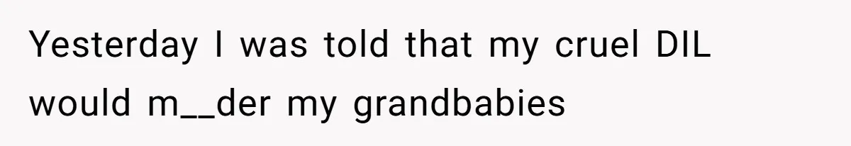 Yesterday I was told that my cruel DIL would m__der my grandbabies