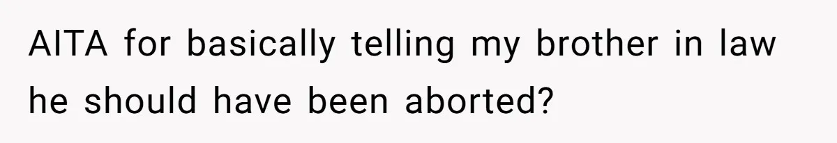 AITA for basically telling my brother in law he should have been aborted?