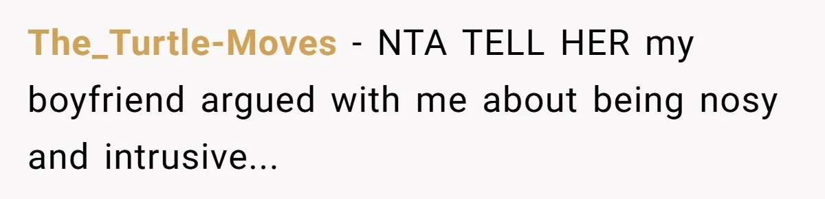 The_Turtle-Moves − NTA TELL HER my boyfriend argued with me about being nosy and intrusive...