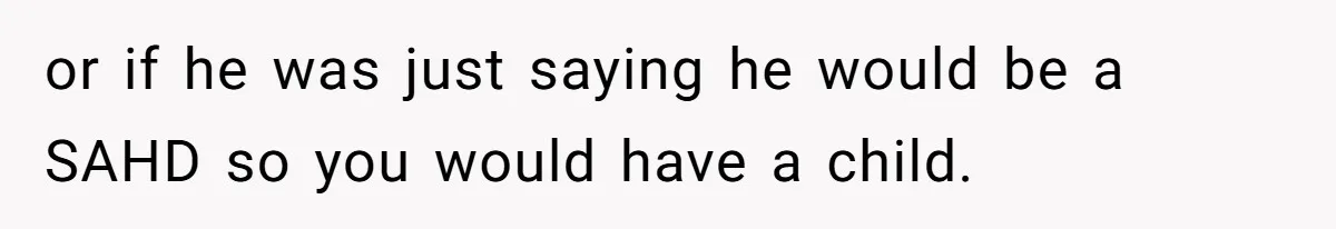 or if he was just saying he would be a SAHD so you would have a child.
