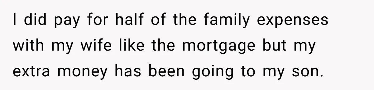 I did pay for half of the family expenses with my wife like the mortgage but my extra money has been going to my son.
