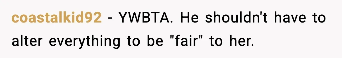 Mom Considers Banning Son’s New Crush After Breakup With Live-In Girlfriend coastalkid92 - YWBTA. He shouldn't have to alter everything to be "fair" to her.