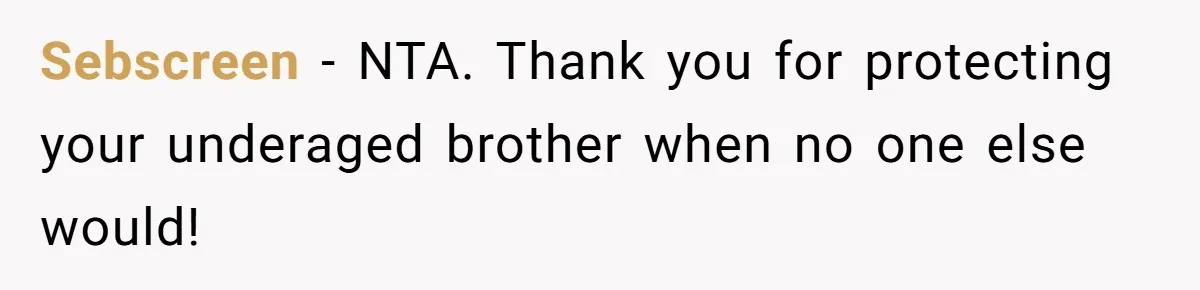 She Threatened to Call the Cops on Her Brother’s “Admirer” After Things Took a Dark Turn Sebscreen − NTA. Thank you for protecting your underaged brother when no one else would!