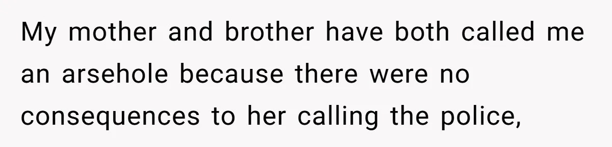 Woman Refuses To Watch Sister-In-Law's Kids Ever Again After She Calls The Cops Over Late Pickup My mother and brother have both called me an arsehole because there were no consequences to her calling the police,