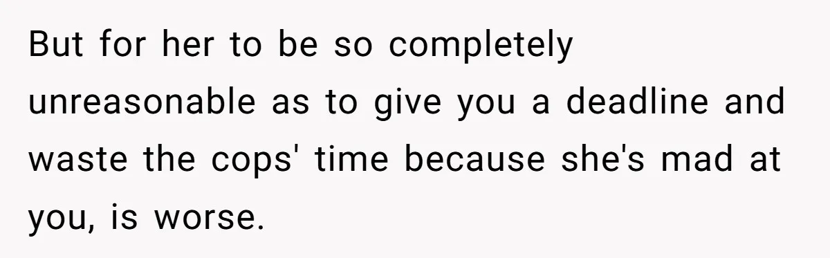 Woman Refuses To Watch Sister-In-Law's Kids Ever Again After She Calls The Cops Over Late Pickup But for her to be so completely unreasonable as to give you a deadline and waste the cops' time because she's mad at you, is worse.