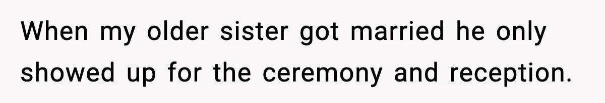 Man Tells Workaholic Father He’ll Visit After Heart Attack Only If He Pays For His Time Off When my older sister got married he only showed up for the ceremony and reception.