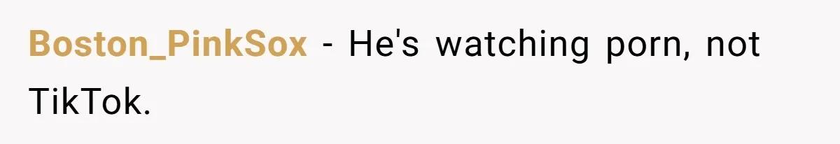 Boston_PinkSox − He's watching porn, not TikTok.