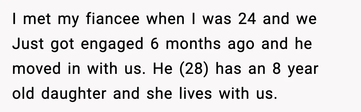 Aunt Tells Fiancé to Leave After He Threatens Traumatized Teen With “Consequences” I met my fiancee when I was 24 and we Just got engaged 6 months ago and he moved in with us. He (28) has an 8 year old daughter...