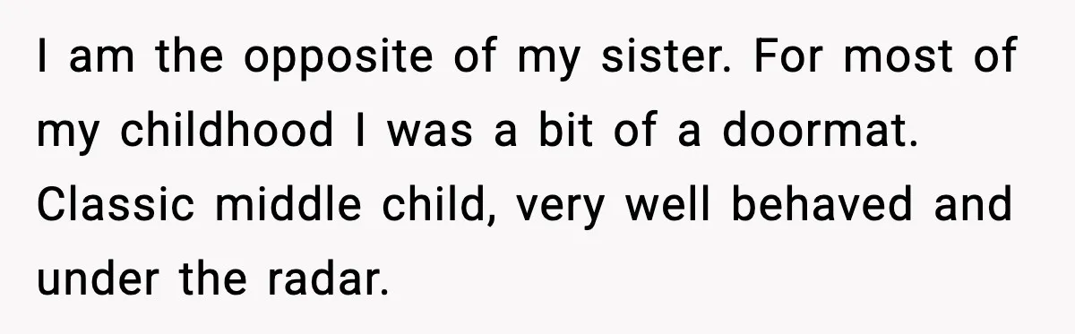 Years of Being a Doormat End With One Word: “No” I am the opposite of my sister. For most of my childhood I was a bit of a doormat. Classic middle child, very well behaved and under the radar.