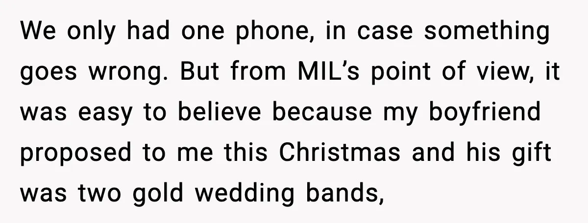 Couple Goes Off-Grid For Christmas, MIL Assumes They Committed a “Sinful Marriage” We only had one phone, in case something goes wrong. But from MIL’s point of view, it was easy to believe because my boyfriend proposed to me this Christmas and...