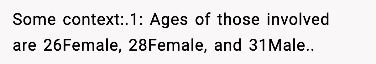 Wife Refuses To Leave Room After Husband Closes Bedroom Door To Comfort Female Best Friend Some context:.1: Ages of those involved are 26Female, 28Female, and 31Male..