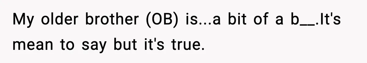 My older brother (OB) is...a bit of a b__.It's mean to say but it's true.