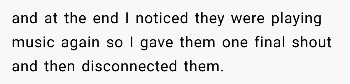 and at the end I noticed they were playing music again so I gave them one final shout and then disconnected them.