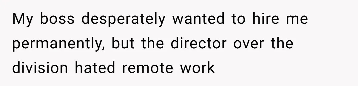 My boss desperately wanted to hire me permanently, but the director over the division hated remote work